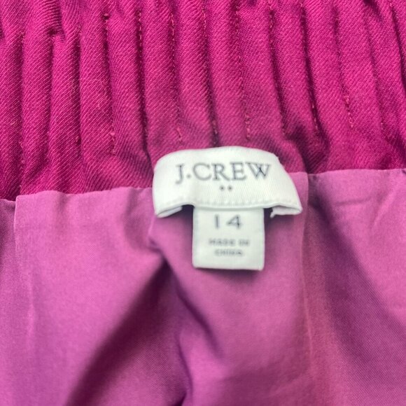 J Crew Elastic Waist Lined Skirt Plum Color Size 14 Career Preppy Minimalist - Picture 3 of 4